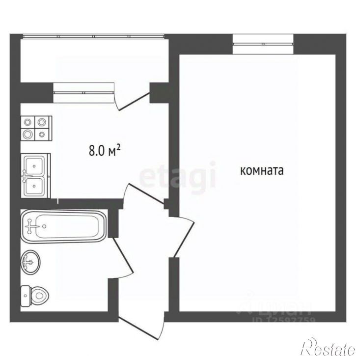 1-комн квартира Лучезарная улица, 10А,  д. 10А