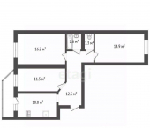 3-комн, 72кв м, этаж 12/16 Мичуринская улица, 142 к3