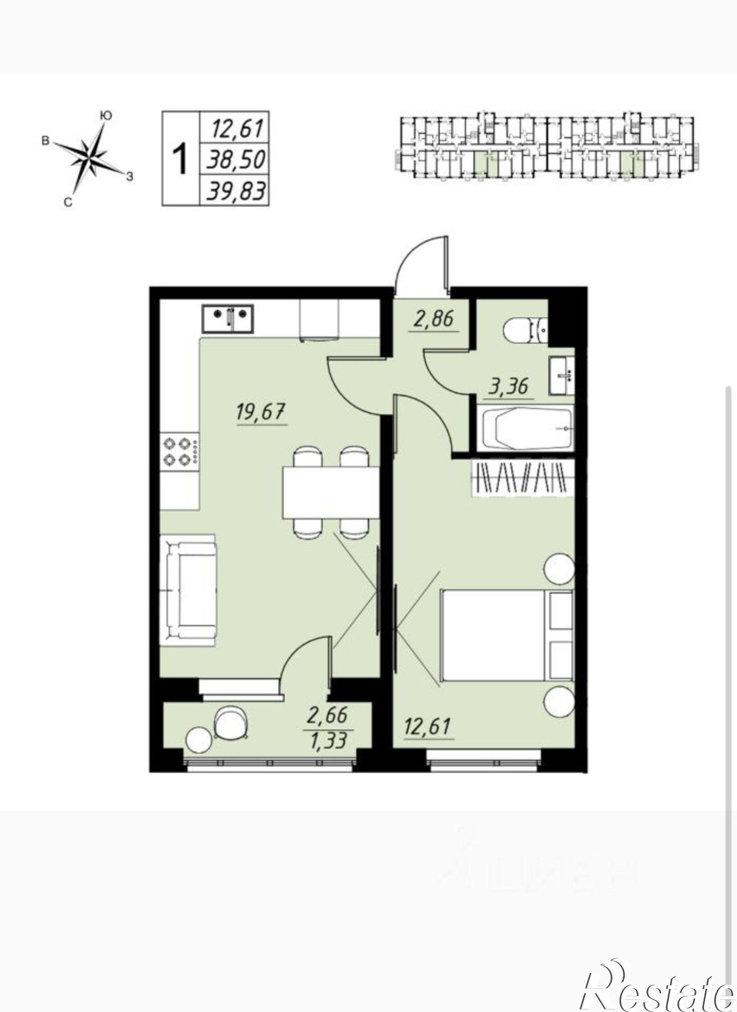 Купить квартиру за 5 226 380 рублей на Тамбов, микрорайон Телецентр